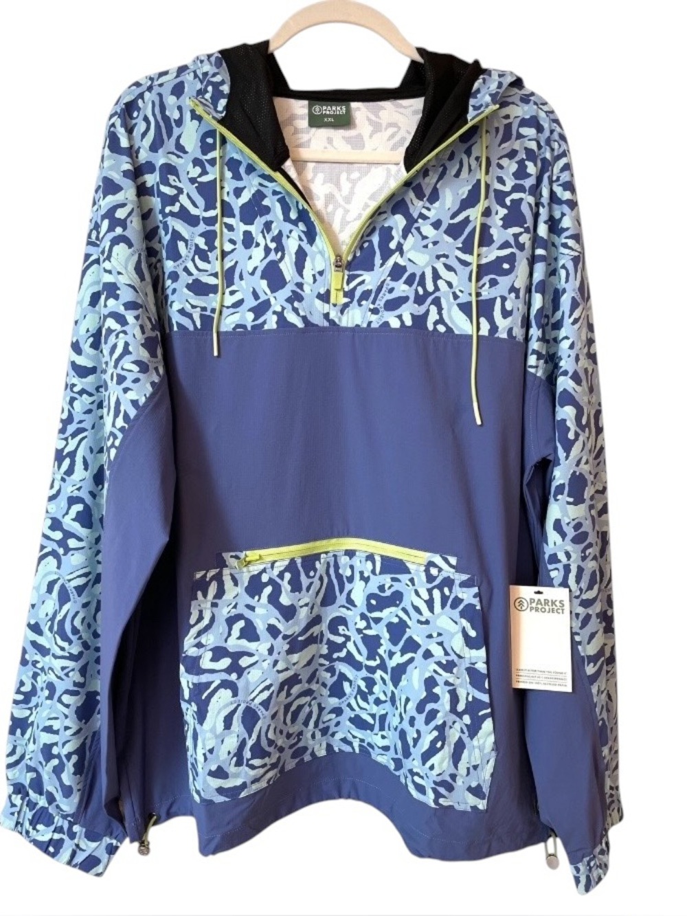 Parks Project New River Ripple Wind & Rain Jacket Hooded Quarter Zip Unisex XXL
